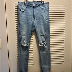 Women's Distressed Blue Jeans